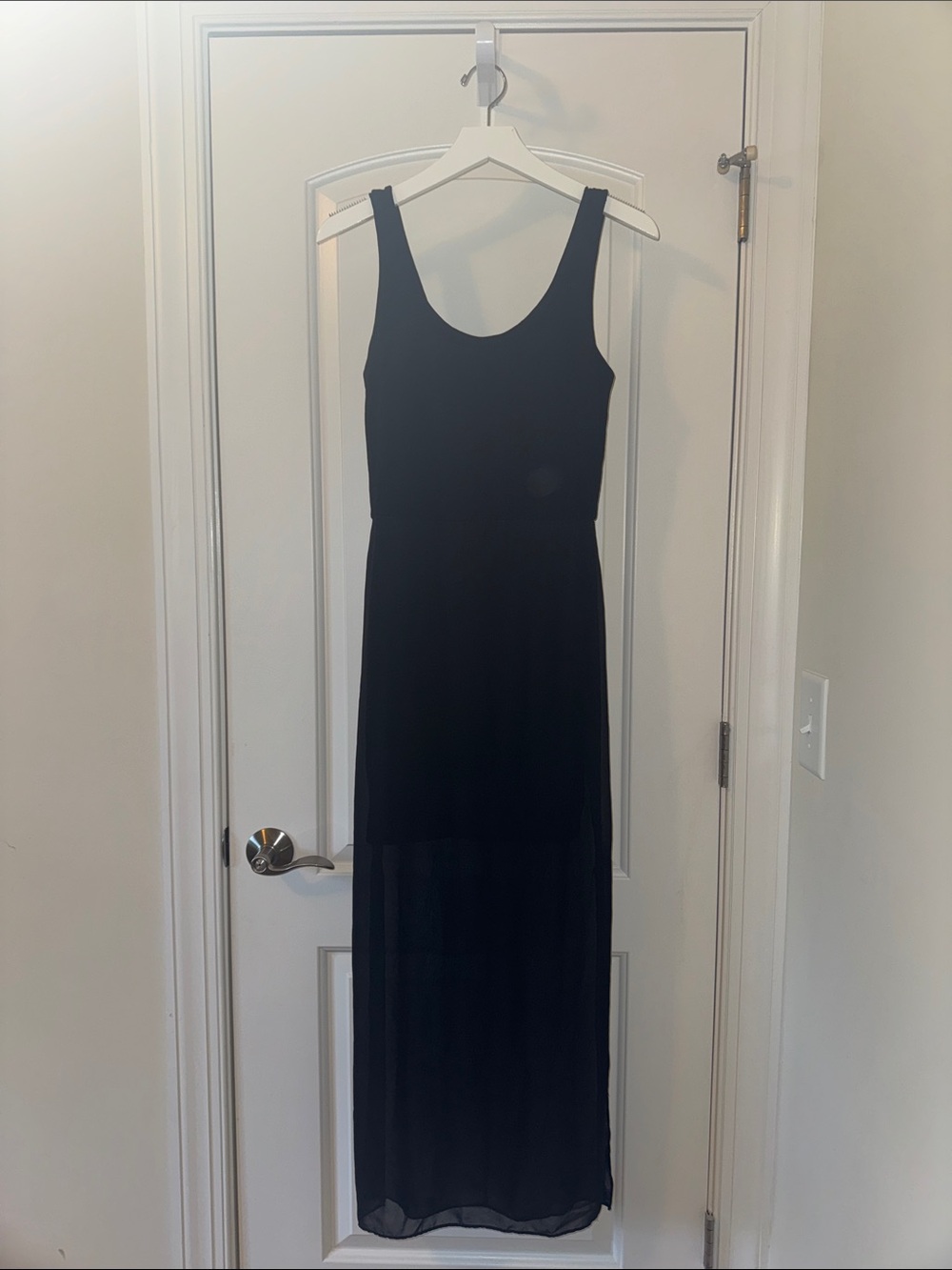 Vince Camuto Black Sleeveless Maxi Dress with Sheer Skirt